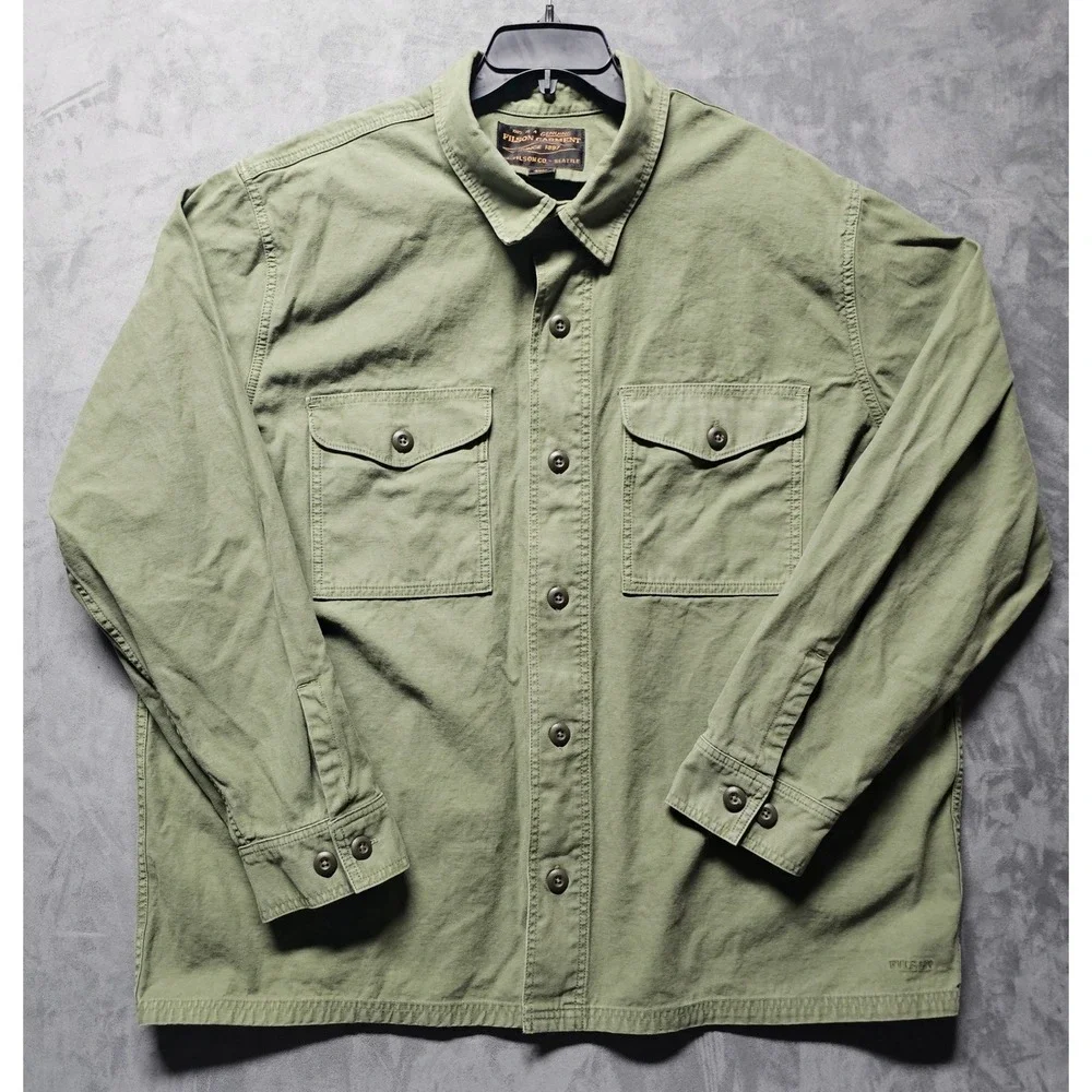 Filson Field Jac-Shirt Washed Fatigue Green Cotton Men's XXXL 20277936